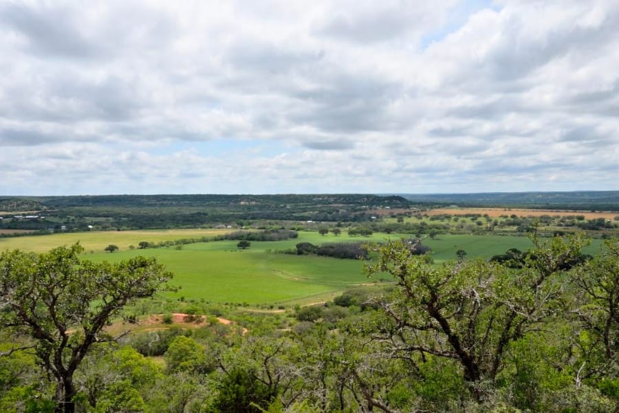 Aerial view of the vast lands of the Texas Hill Country where the Edwards Plateau is located