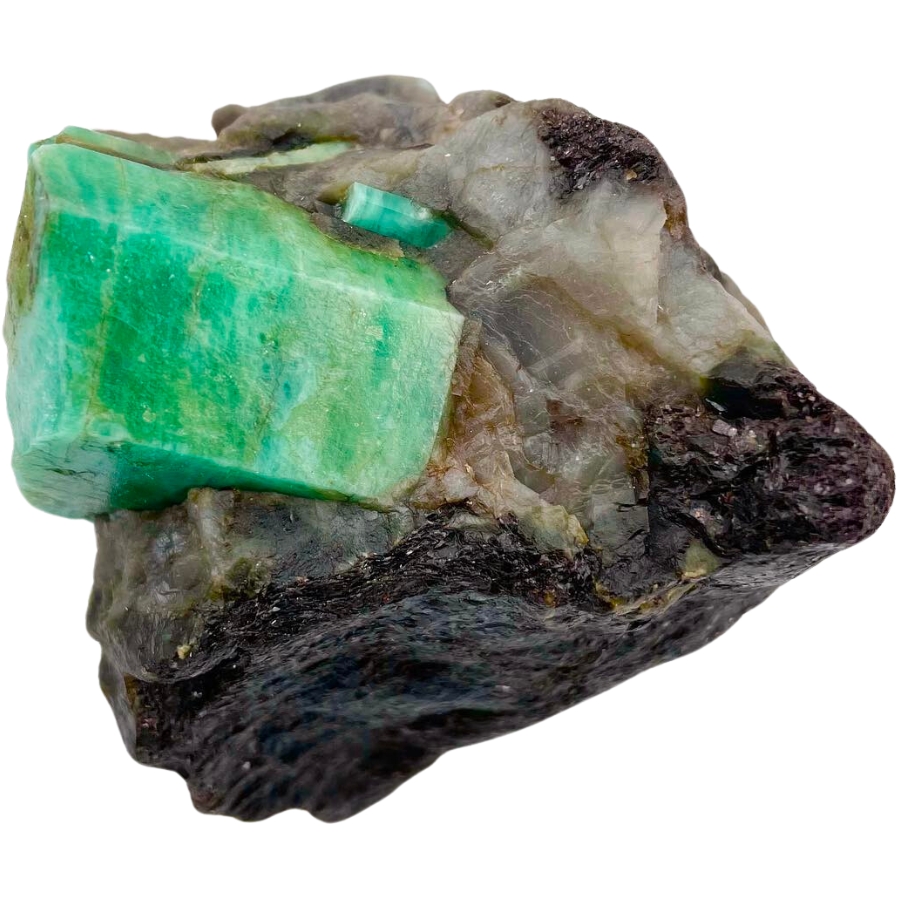 Beautiful emerald crystals on a matrix