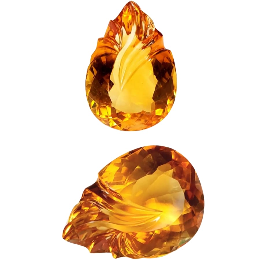 A transition-cut golden citrine in two different angles