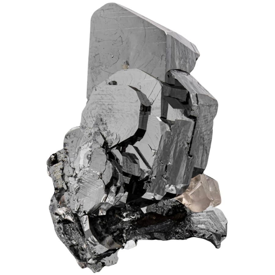 Reflective and grayish silver crystals of hematite