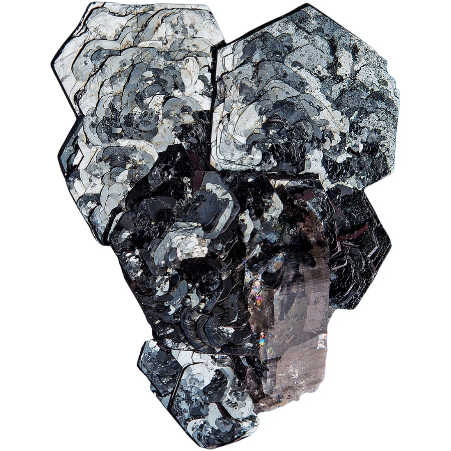 Stunning specimen of metallic gray hematite crystals
