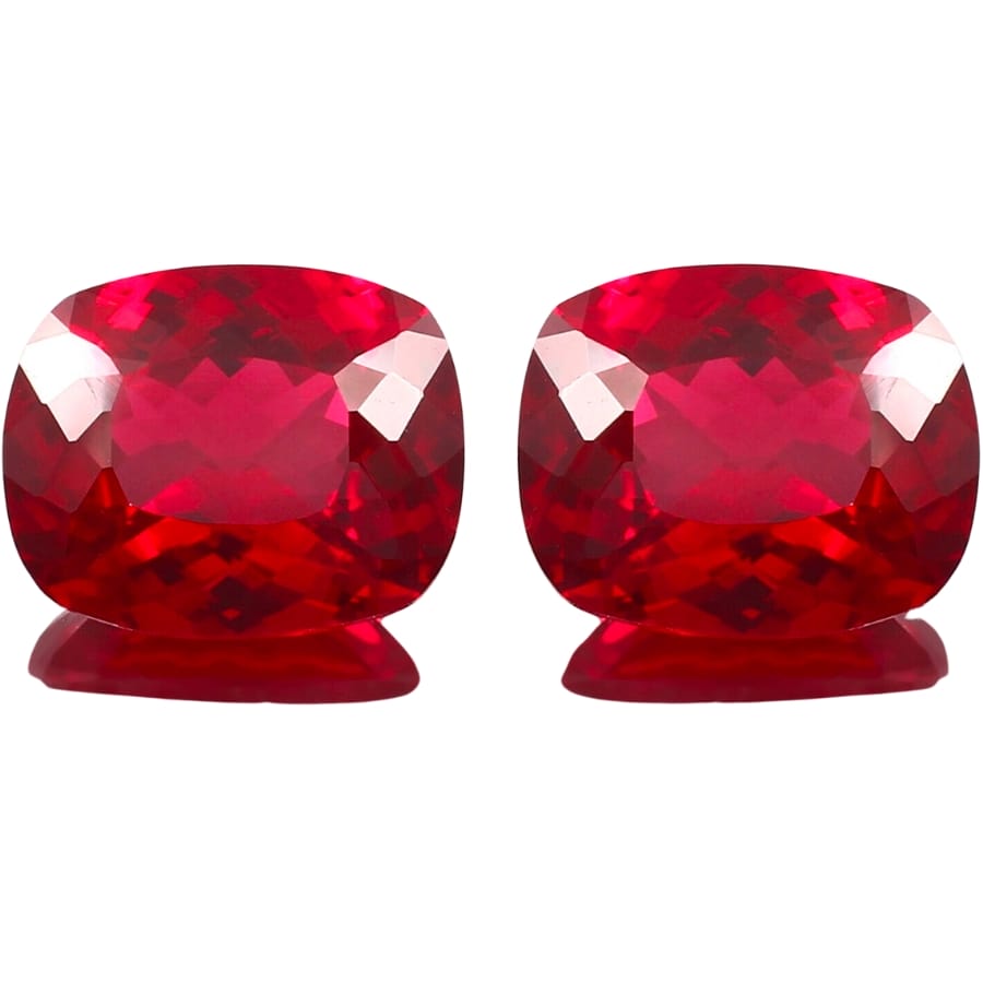 A pair of cushion-cut Mozambique rubies 