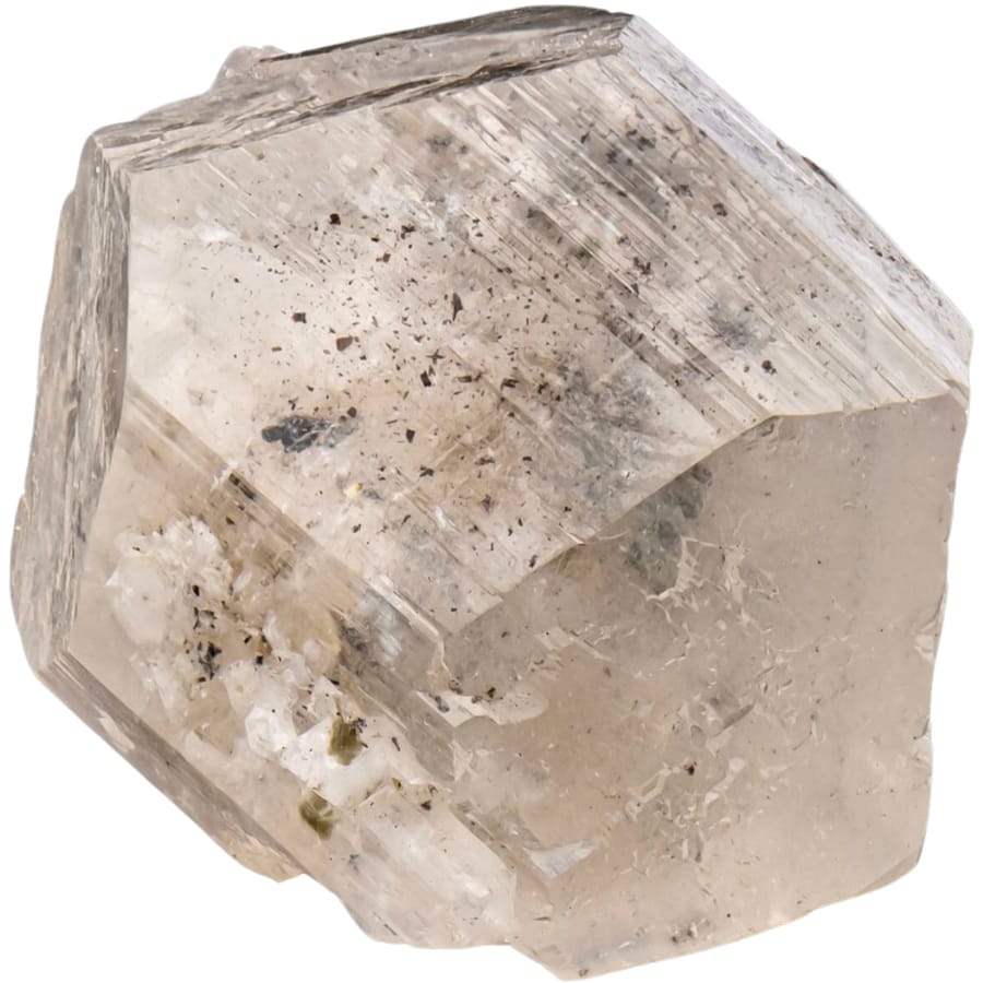 A thumbnail specimen of lustrous and transparent phenakite 