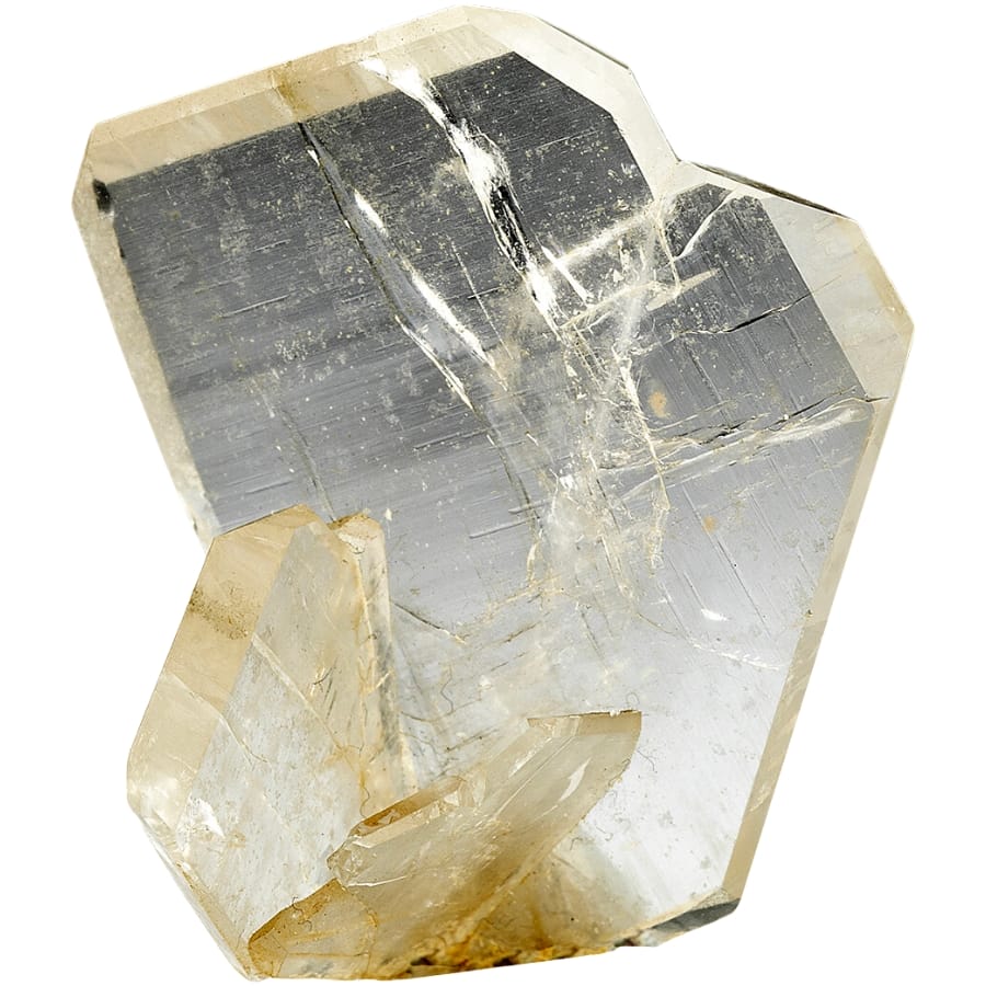 Japan clear quartz crystals reflecting a graying background