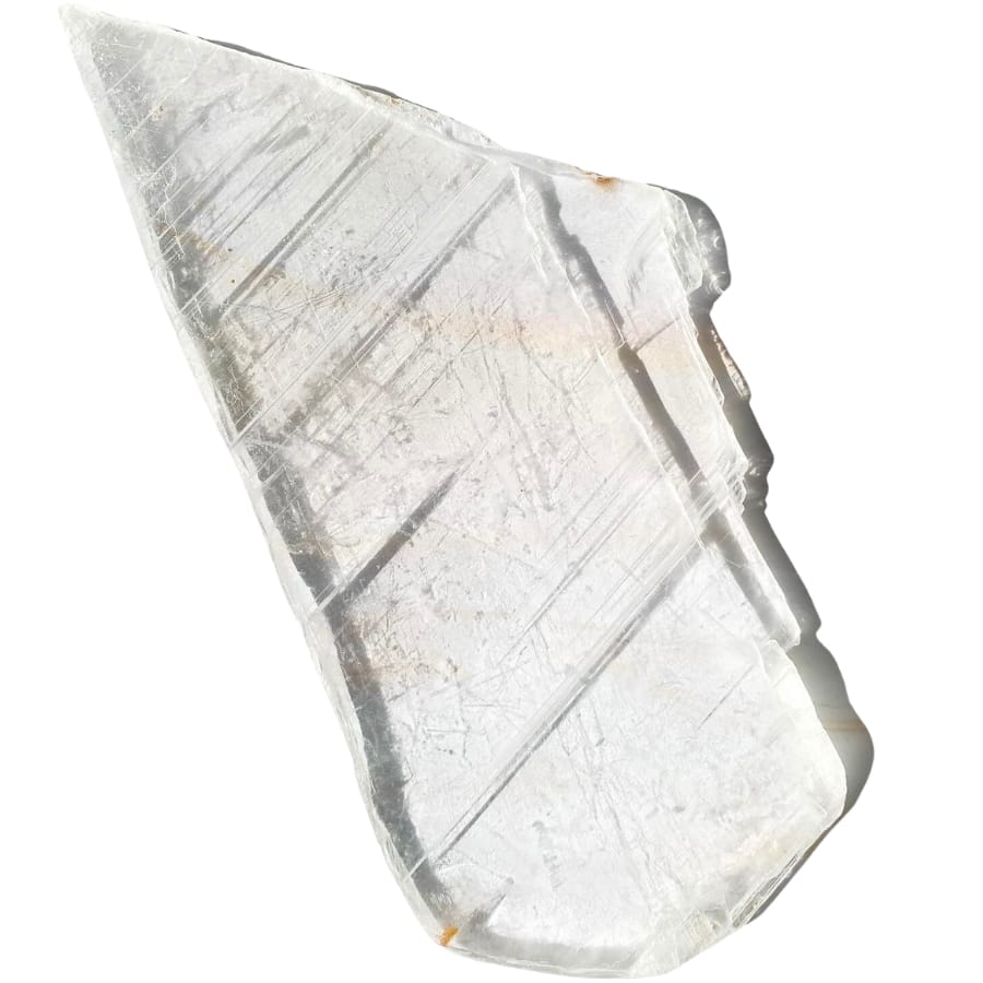 A raw piece of clear selenite