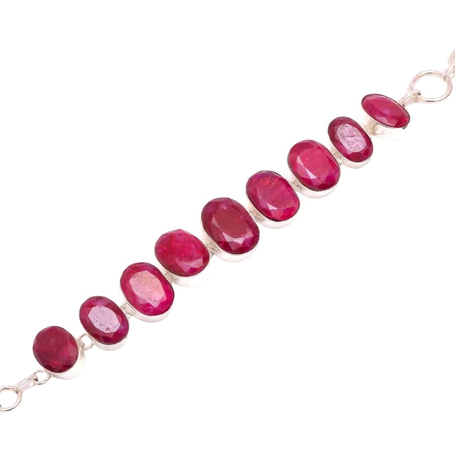 A bracelet made out of pinkish-red Ceylon rubies