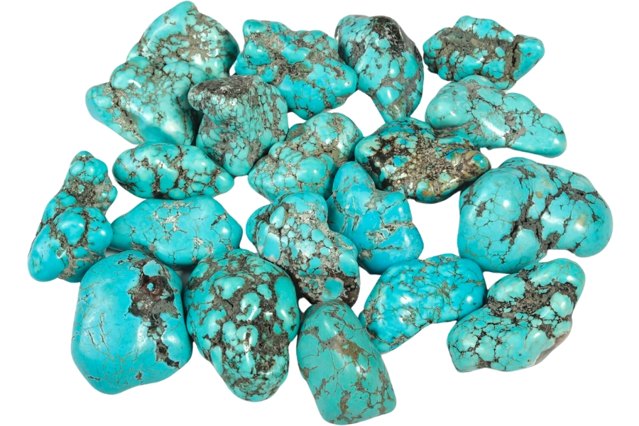 Several pieces of tumbled turquoise stones
