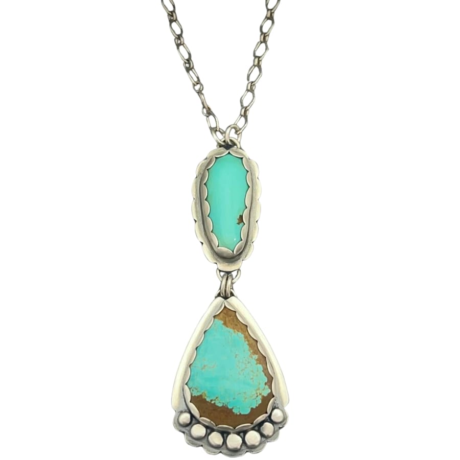 Turquoise pendant set in sterling silver necklace