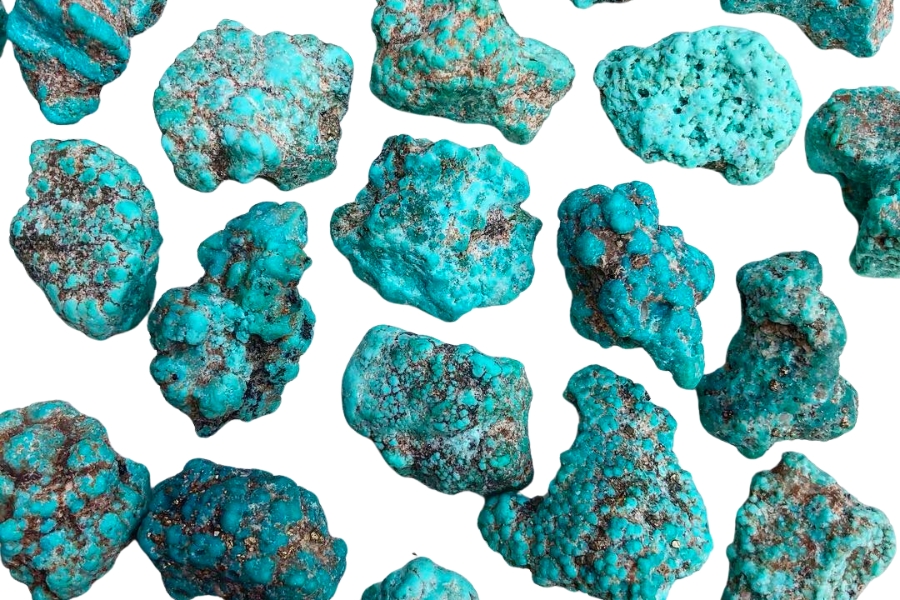 Several pieces of raw turquoise stones