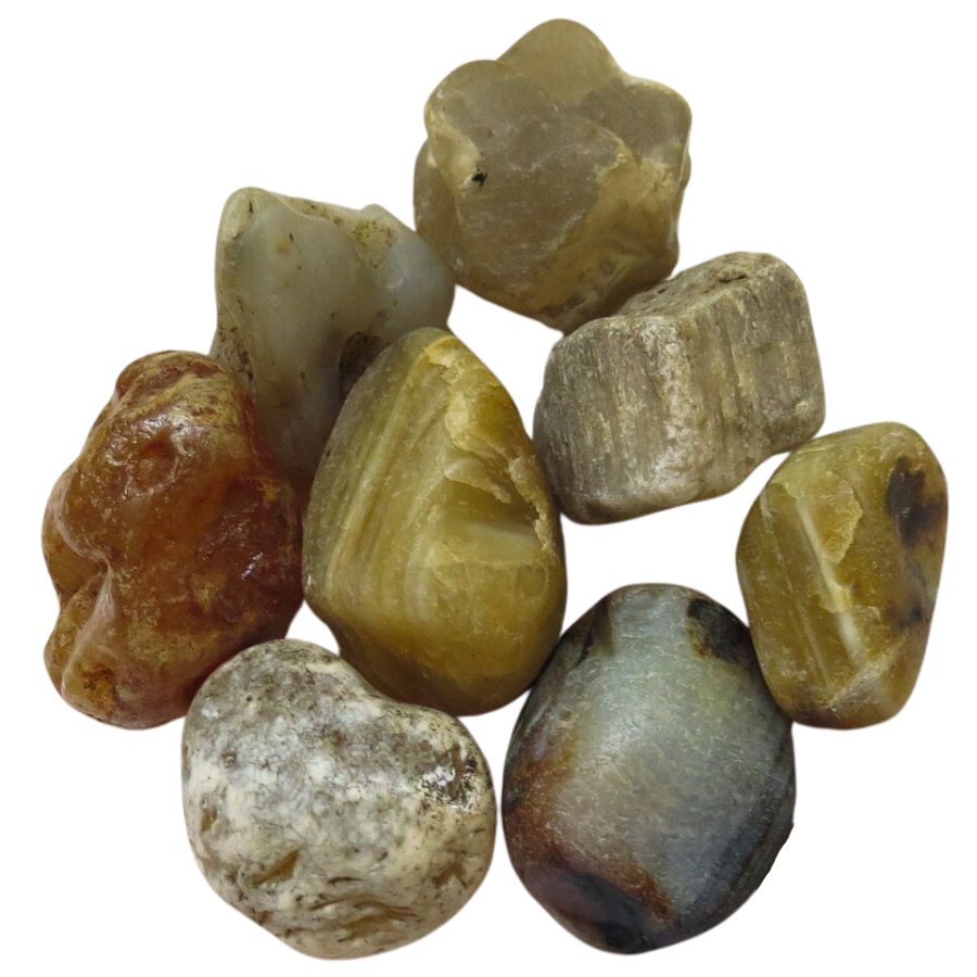several raw agate pebbles