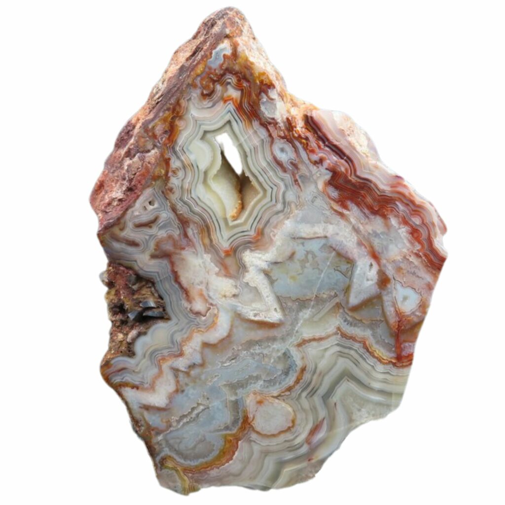 agate slab with white and red layers