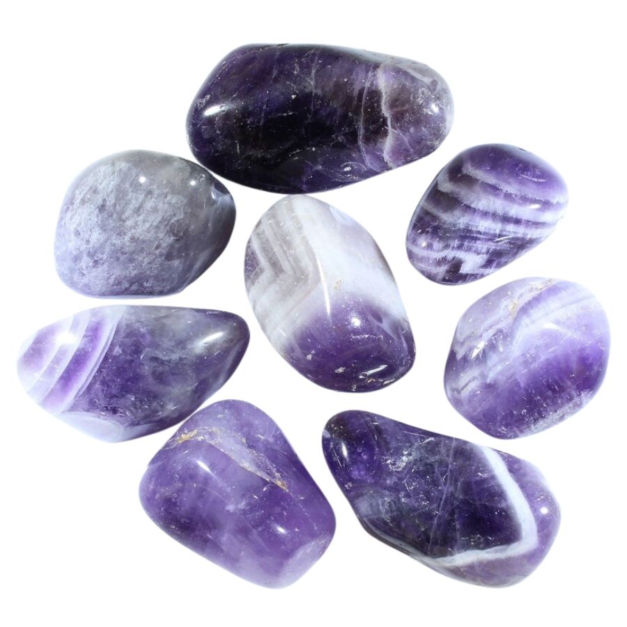 purple and white tumbled amethyst pebbles