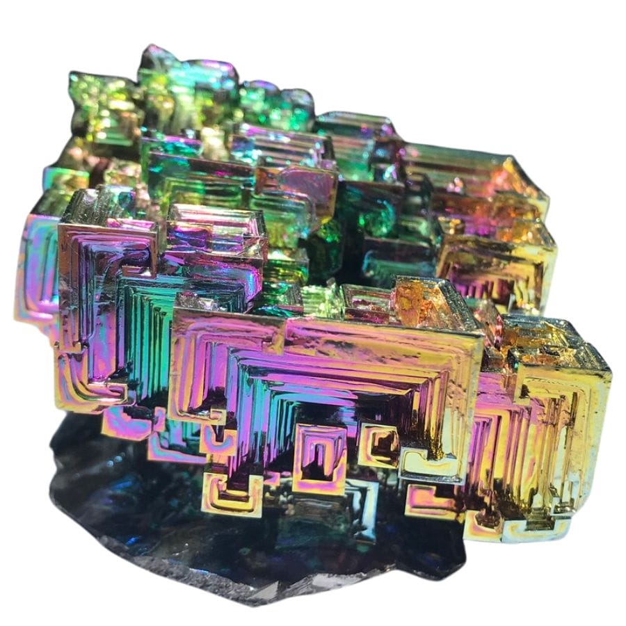 metallic iridescent bismuth crystal