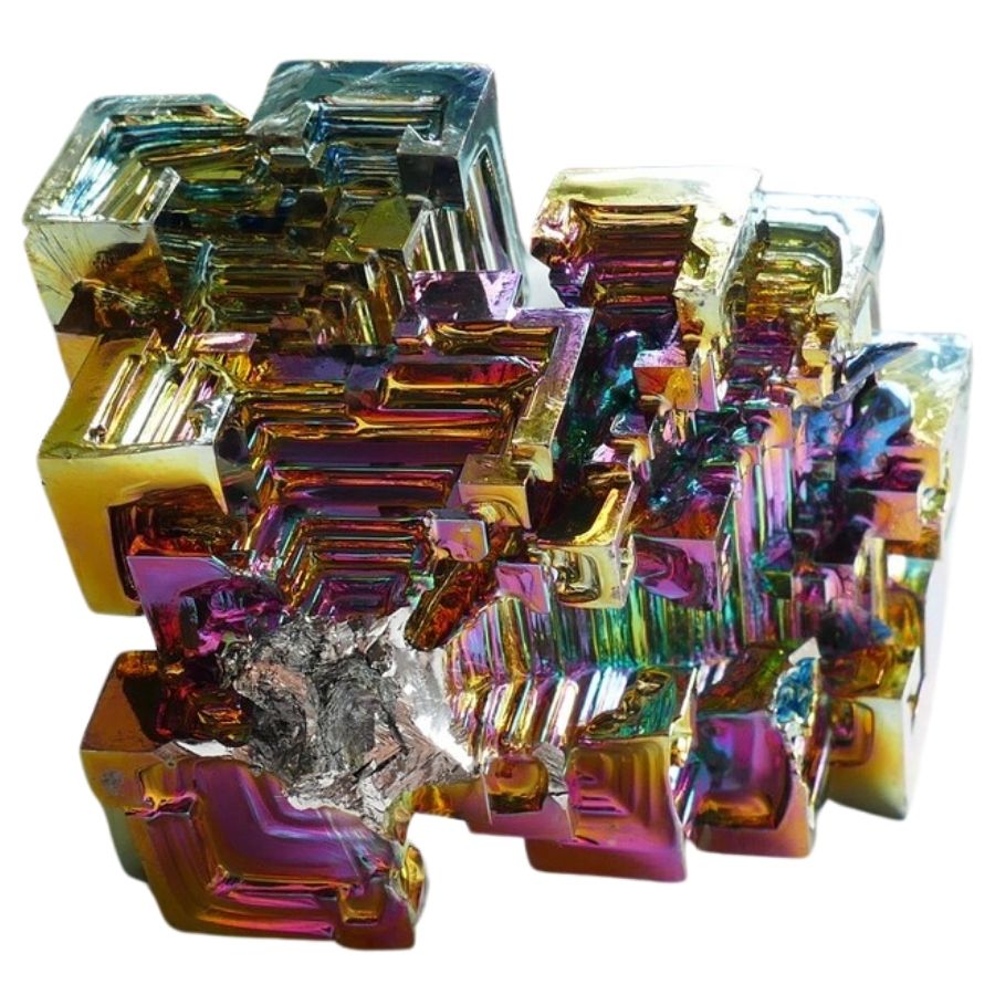rainbow-colored bismuth crystal