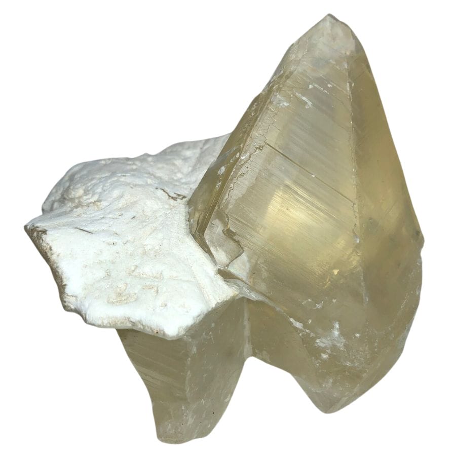 translucent yellow dogtooth calcite crystal