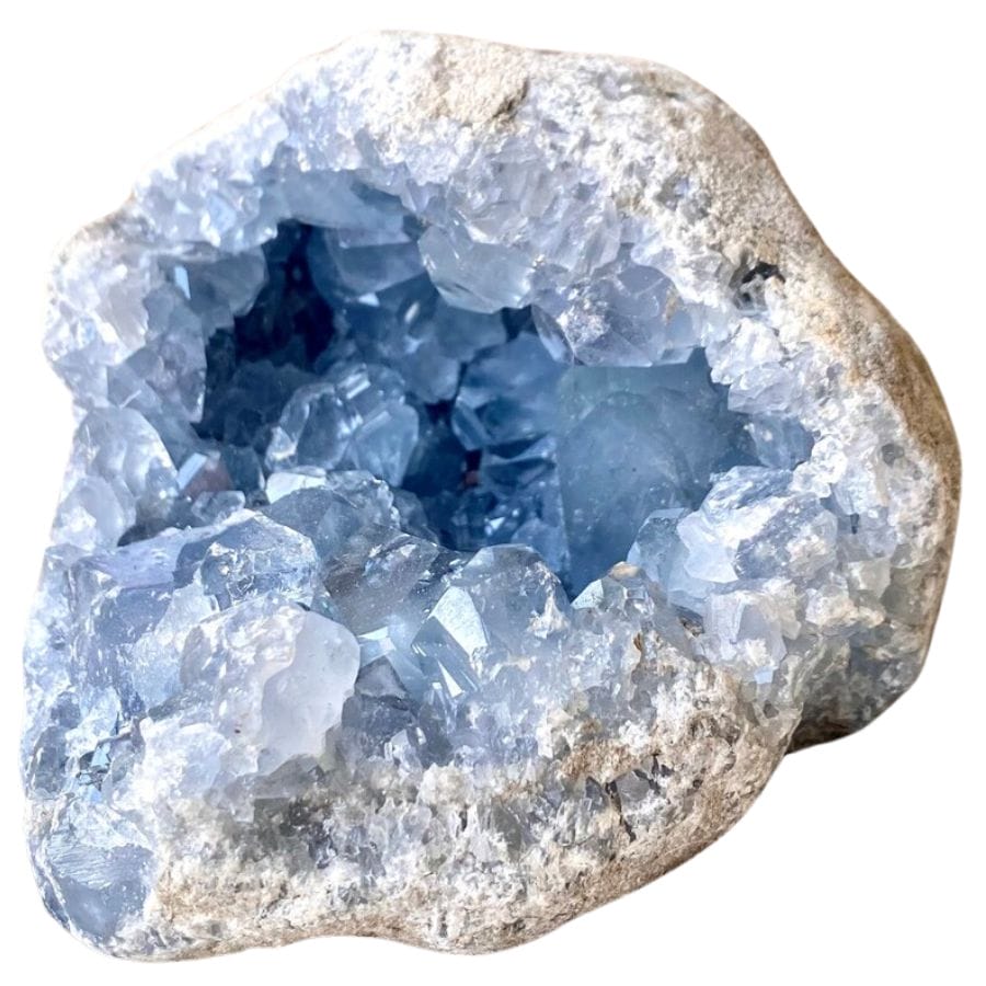 pale blue celestine crystals