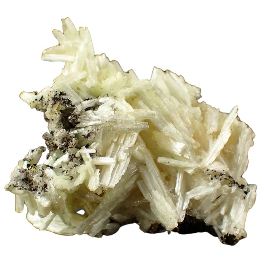 needle-like white cerussite crystals