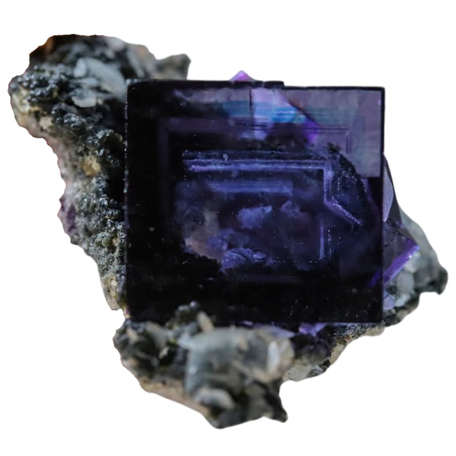 deep blue cubic fluorite crystal