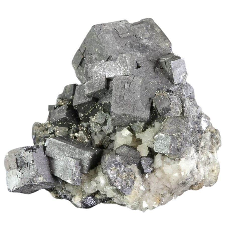gray metallic cubic galena crystals