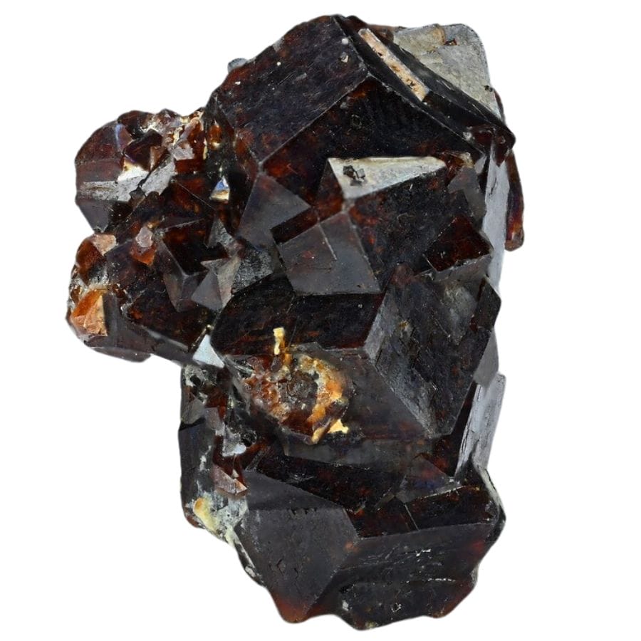 dark red andradite garnet crystal cluster