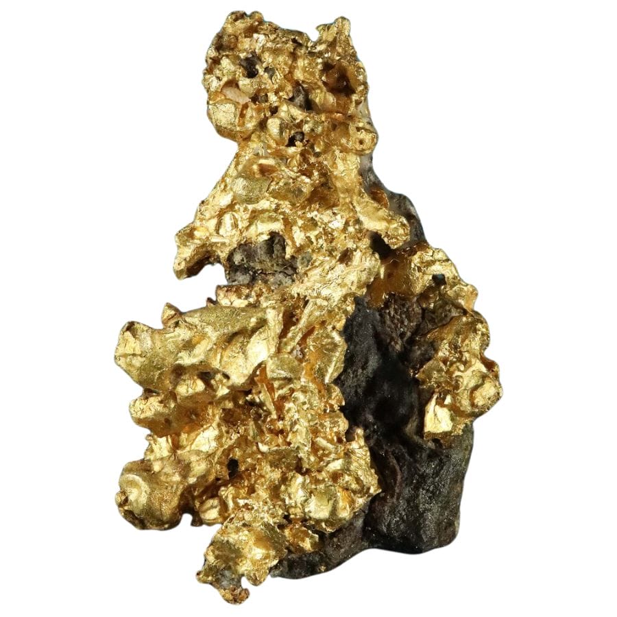 raw native gold on a rock