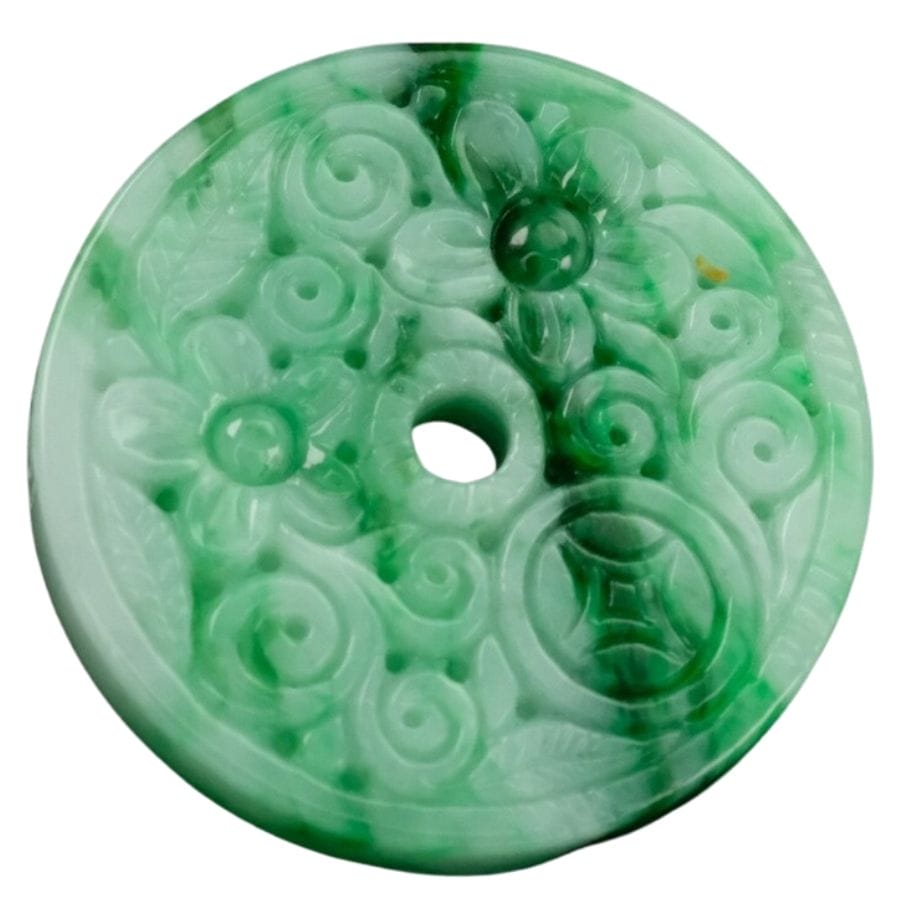carved green jade donut