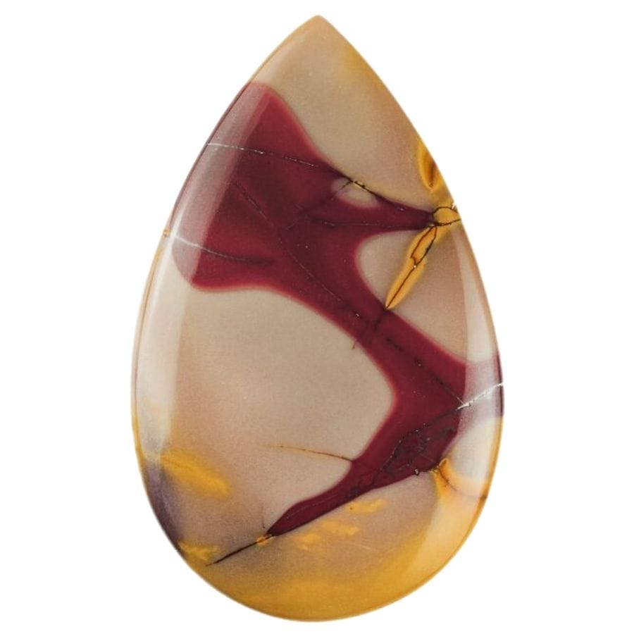 teardrop shaped jasper with red and yellow streaks