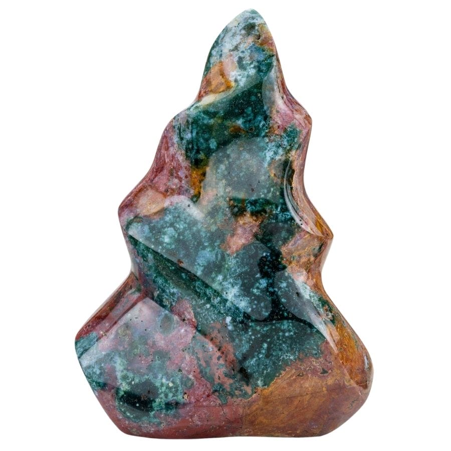 red and green polished jasper flame