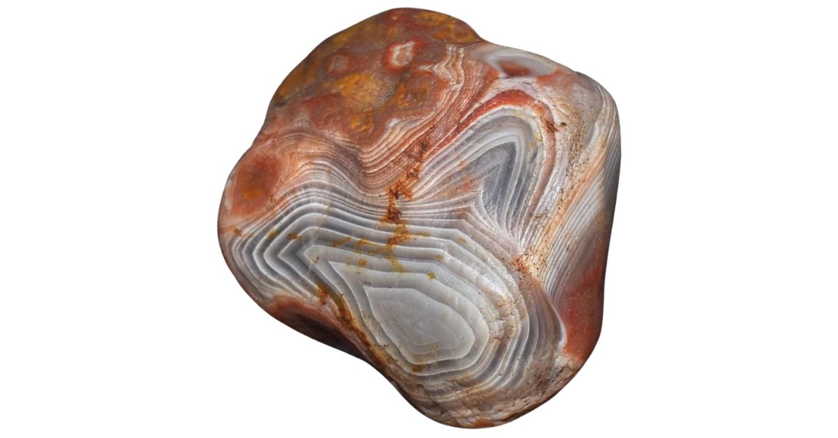rough Lake Superior agate with white and red bands