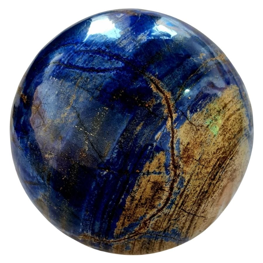 deep blue and yellow lapis lazuli sphere