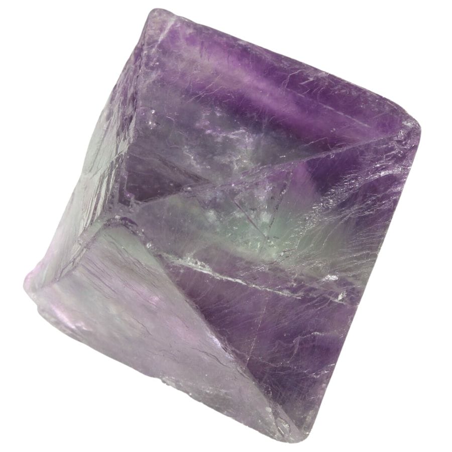 octahedral fluorite crystal with purple and green bands