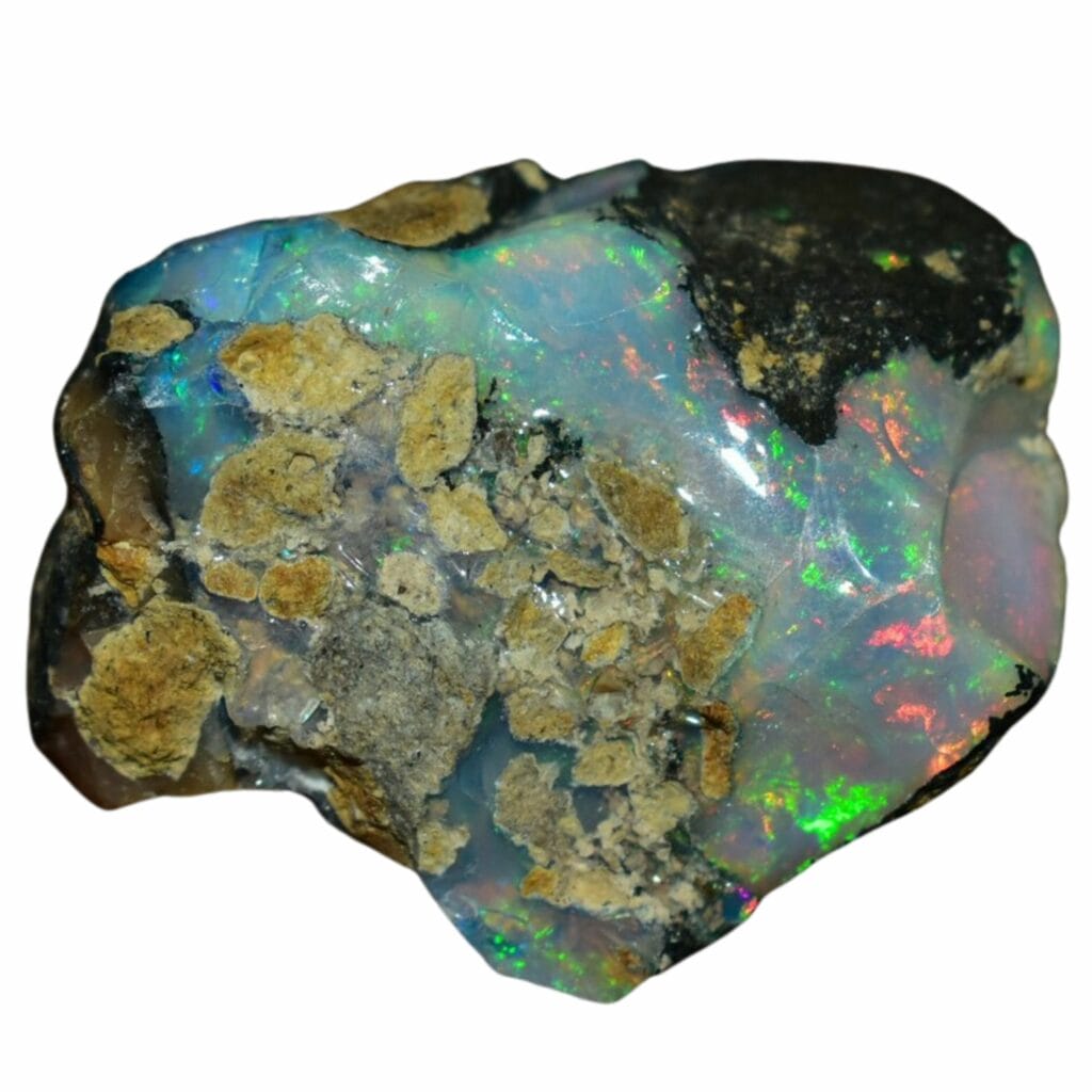 rough white opal with play-of-color