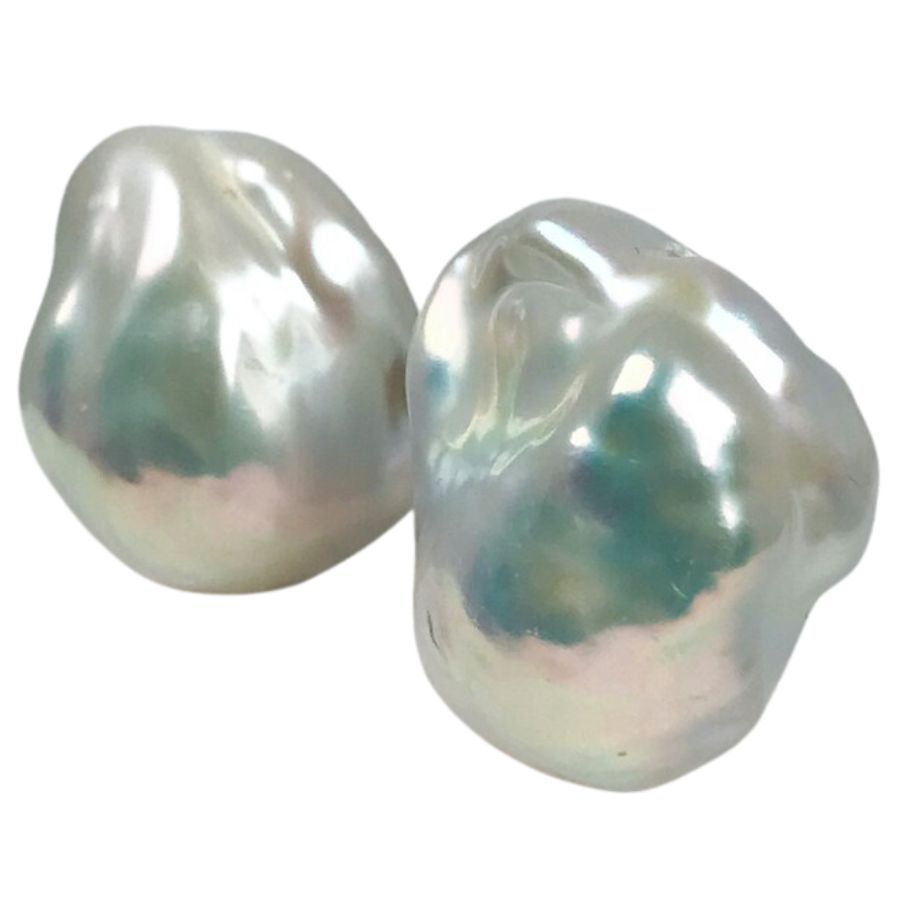 two white baroque pearls