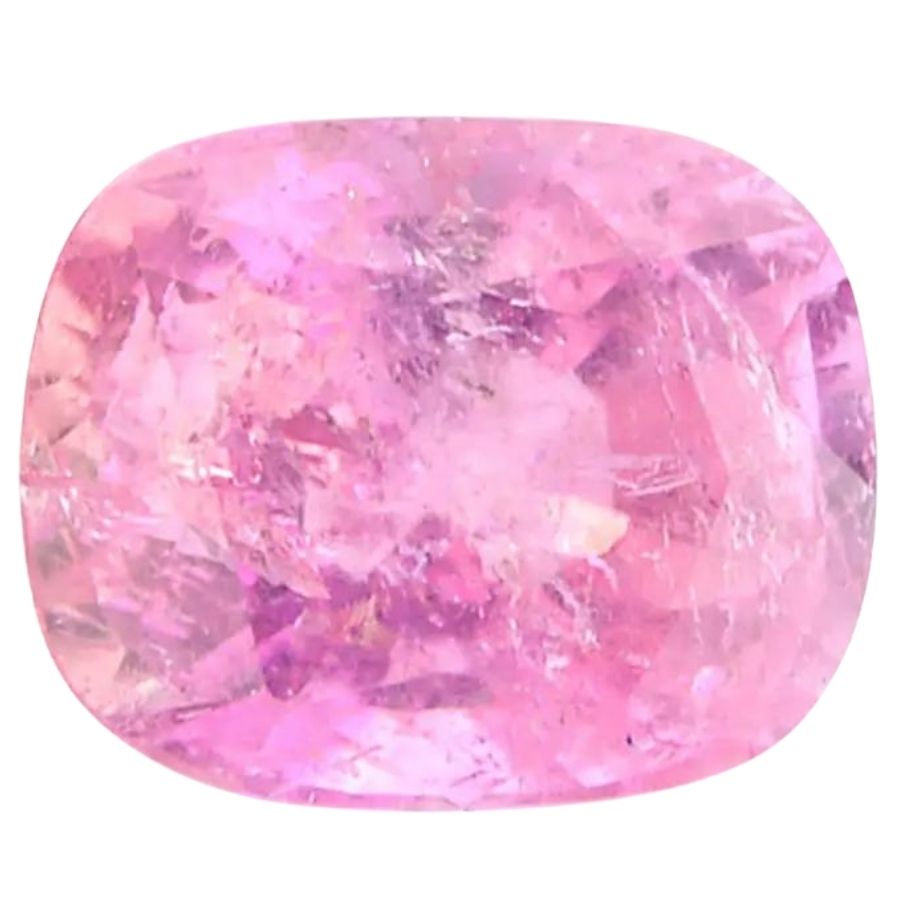 bright pink cushion cut pezzottaite