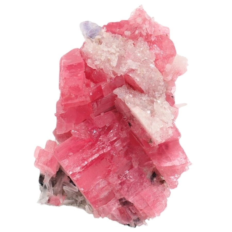 reddish pink rhodochrosite crystals