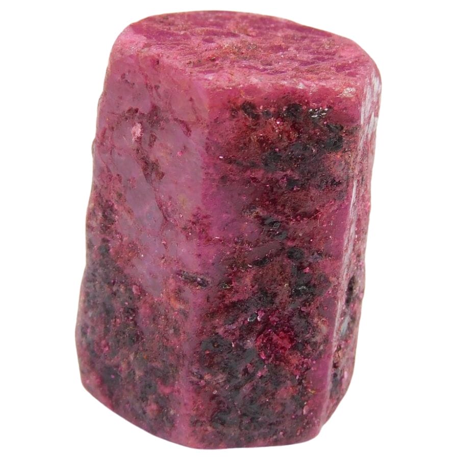 rough red prismatic ruby crystal