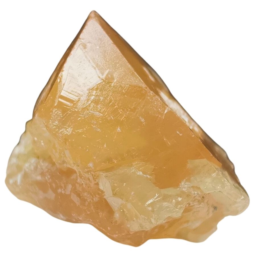 golden yellow pointed scheelite crystal