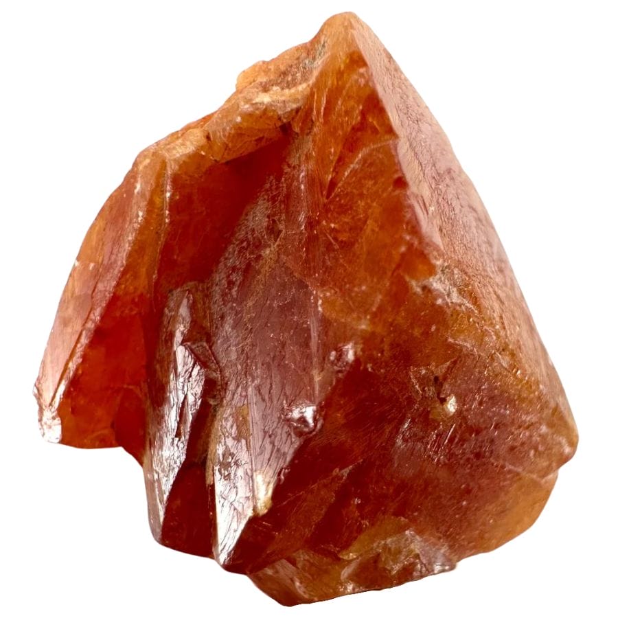 deep orange pointed scheelite crystal