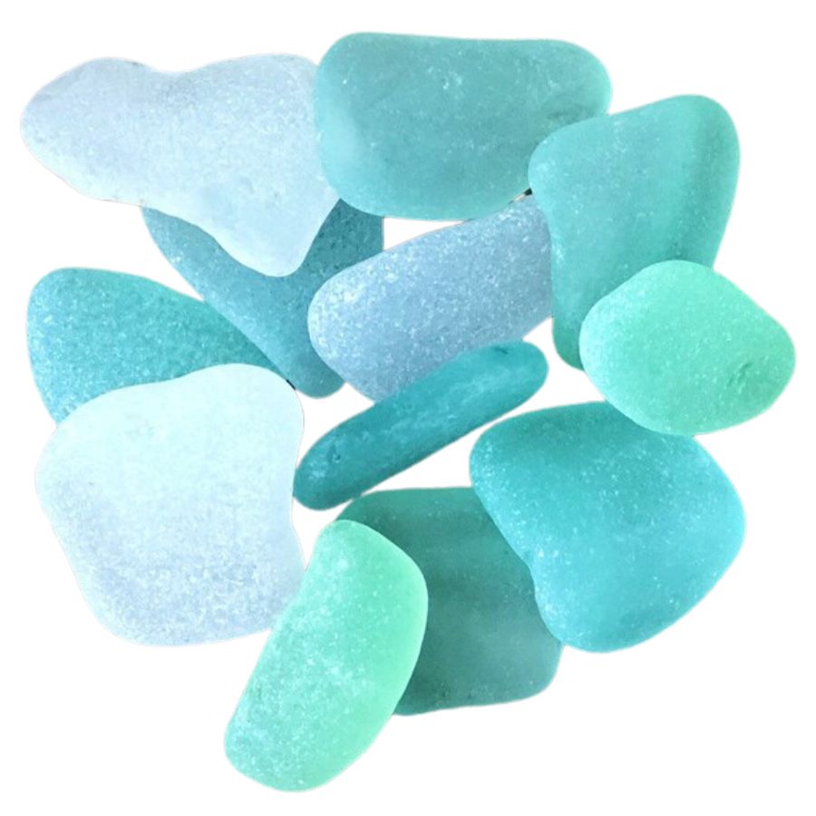 pale blue to green-blue sea glass pieces