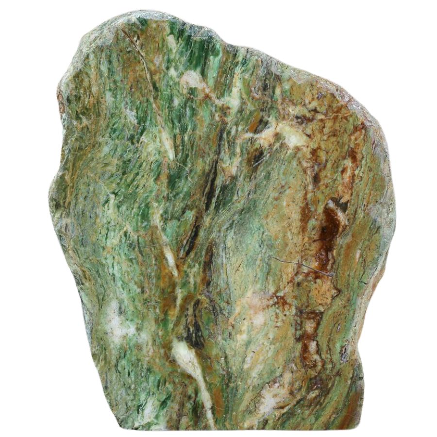 green and brown serpentine slab
