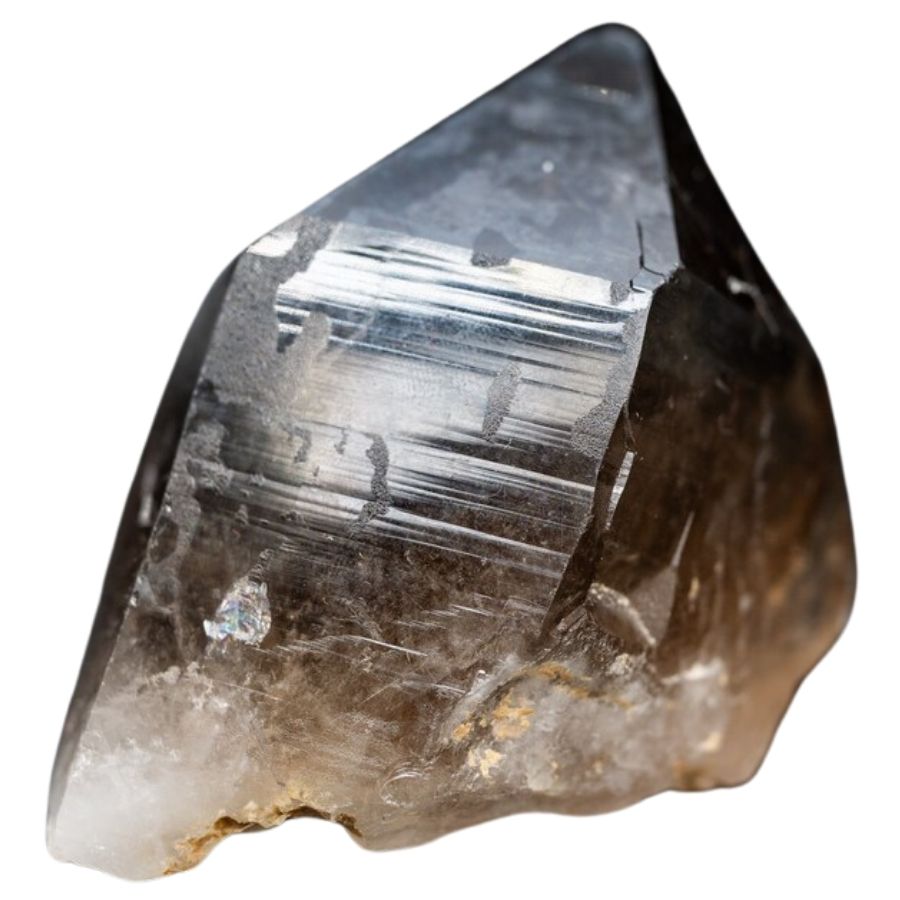 dark brown smoky quartz crystal with pointed termination