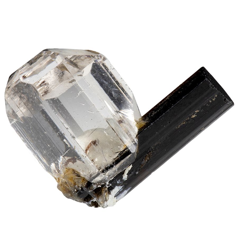 translucent topaz crystal on black tourmaline