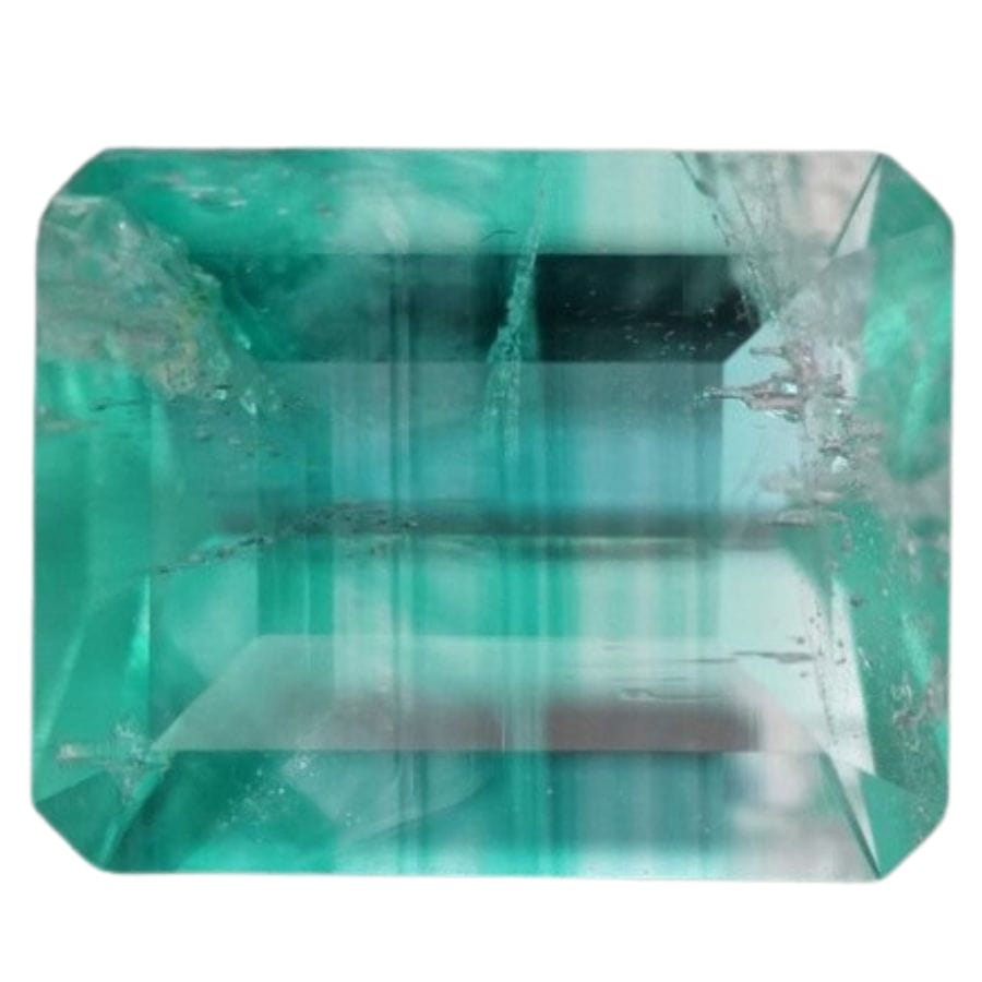 emerald cut Torrington emerald with green and white sections
