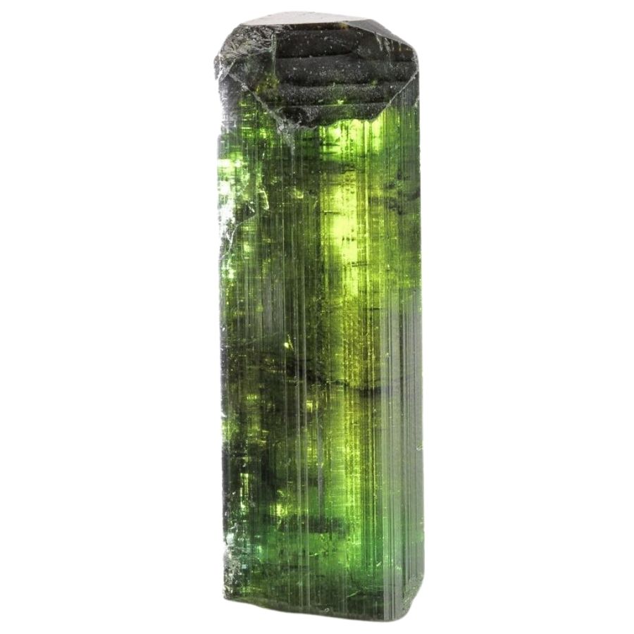 bright green raw tourmaline crystal