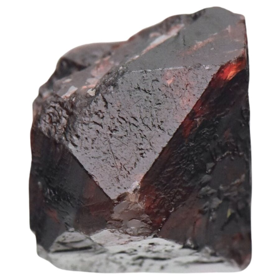 deep red pyramid-shaped zircon crystal
