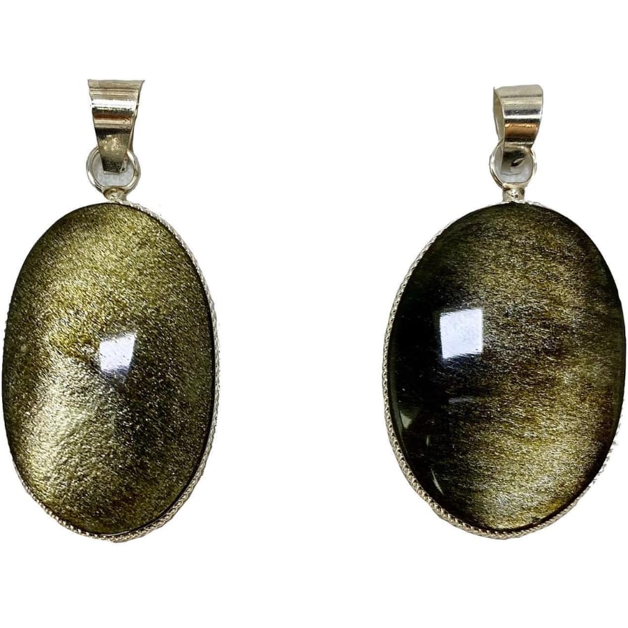 Two pendants with beautiful gold sheen obsidians as center stone