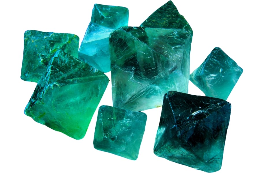 Several pieces of green fluorite