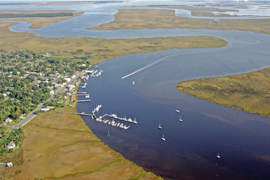 Bird's eyeview of the winding waters of St. Marys River