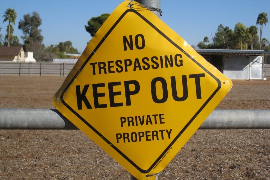 A huge "No Tresspassing" signage in front of a private property