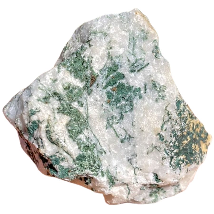 white tree agate with green dendrites
